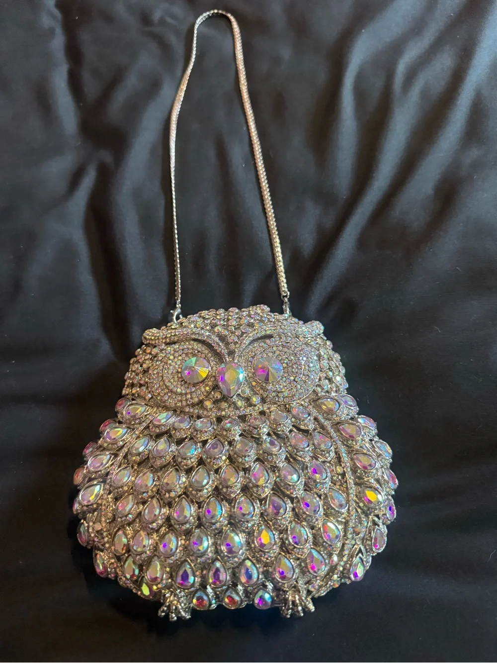 Crystal Owl Evening Bag – Iridescent Pink Accent